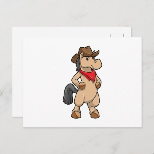 Carte Postale Cheval en cow-boy (Devant / Derrière)