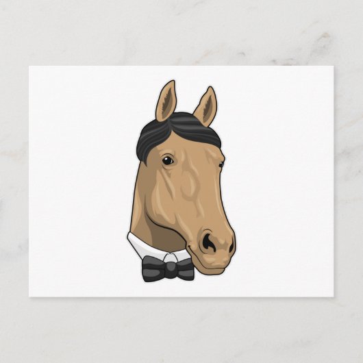 Carte Postale Cheval en Gentleman avec cravate de Bow (Devant)