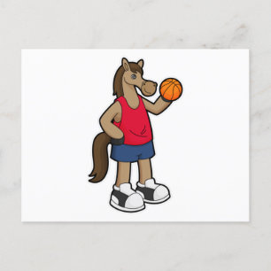 Carte Postale Cheval en joueur de basket-ball avec ballon de bas