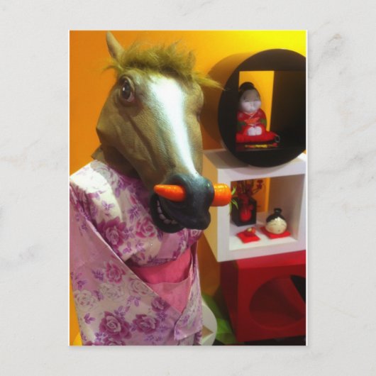 Carte Postale Cheval En Kimono (Devant)