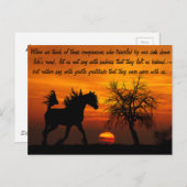 Carte Postale Cheval en liberté au coucher du soleil (Devant / Derrière)