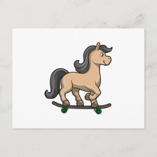 Carte Postale Cheval en Patinage avec Skateboard
