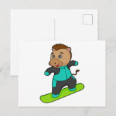 Carte Postale Cheval en snowboardeur avec snowboard (Devant / Derrière)
