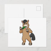 Carte Postale Cheval en train de manger végan (Devant / Derrière)