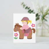 Carte Postale Cheval équitation cheveux blonds, cheval brun (Debout devant)