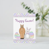 Carte postale Cheval et Bunny Happy Pâques (Debout devant)