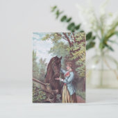 Carte Postale Cheval et cavalier victorien avec Chiens (Debout devant)