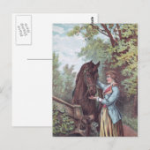 Carte Postale Cheval et cavalier victorien avec Chiens (Devant / Derrière)