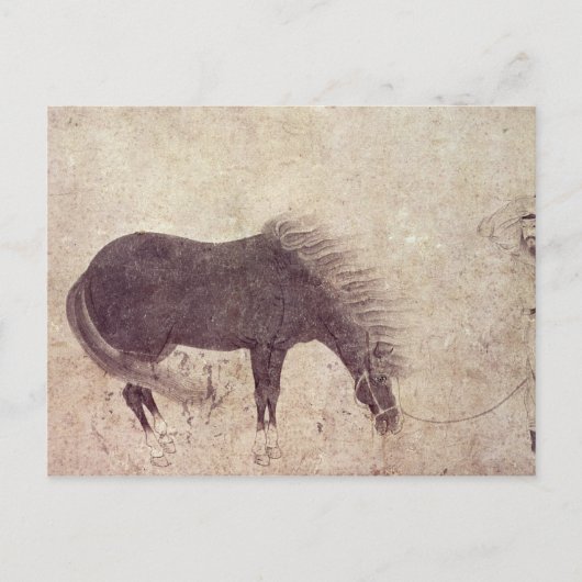 Carte Postale Cheval et groom en hiver (Devant)