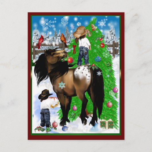 Carte postale Cheval et Kid Christmas (Devant)