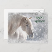 Carte postale Cheval et Neige de Noël (Devant / Derrière)