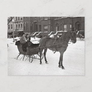 Carte Postale Cheval et traîneau, 1935