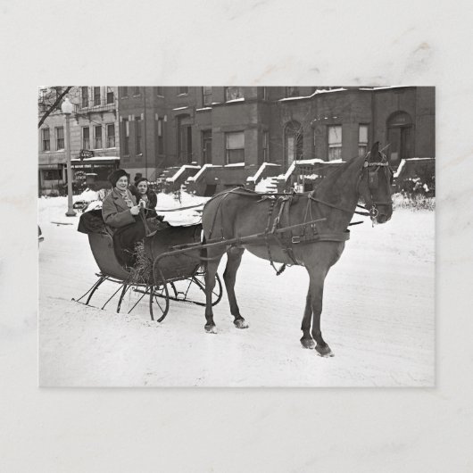 Carte Postale Cheval et traîneau, 1935 (Devant)
