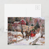 Carte Postale Cheval et traîneau d'hiver vintages (Devant / Derrière)