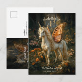 Carte Postale Cheval Fairy Orange Papillon Ailes Inspiration (Devant / Derrière)