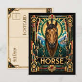 Carte Postale Cheval, faune Art déco (Devant / Derrière)