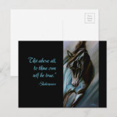 Carte Postale Cheval foncé en Aqua - étalon expressif de (Devant / Derrière)