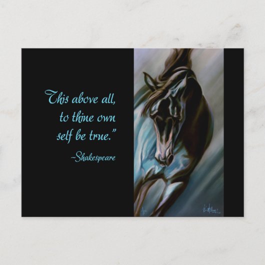 Carte Postale Cheval foncé en Aqua - étalon expressif de (Devant)