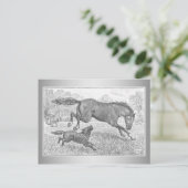 Carte Postale Cheval foncé et chien (Debout devant)