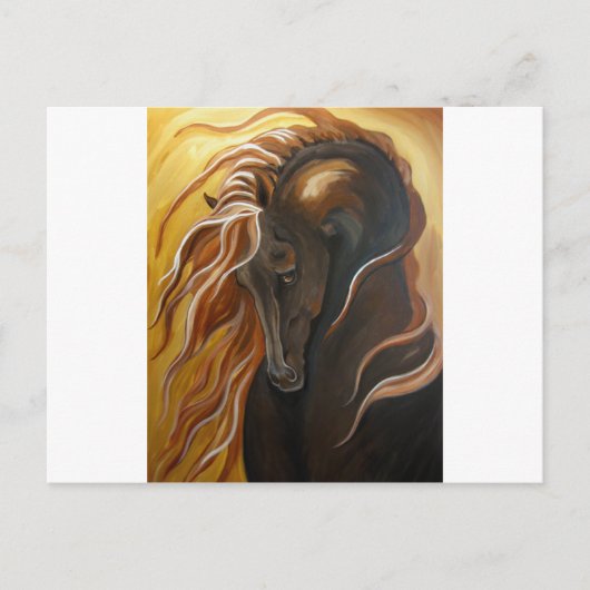 Carte Postale Cheval friésien d'or (Devant)