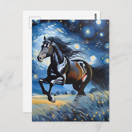 Carte Postale Cheval galopant (Devant / Derrière)