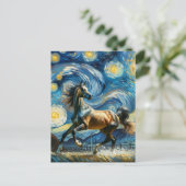 Carte Postale Cheval gris Arabian à Van Gogh Starry Nuit (Debout devant)