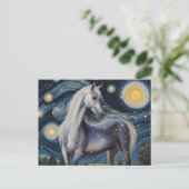 Carte Postale Cheval gris en étoile (Debout devant)