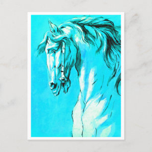 Carte Postale Cheval Head (bleu)