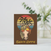 Carte Postale Cheval Hippie de la Plage Rétro, Soleil Couchant e (Debout devant)