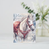 Carte Postale Cheval hiver Aquarelle de Noël (Debout devant)