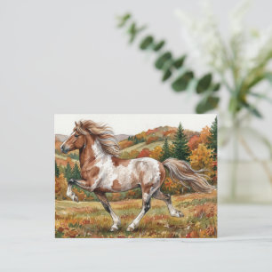 Carte Postale Cheval islandais Freya en forêt automnale