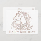 Carte Postale Cheval Joyeux Anniversaire Pony Chevaux équestres (Devant / Derrière)