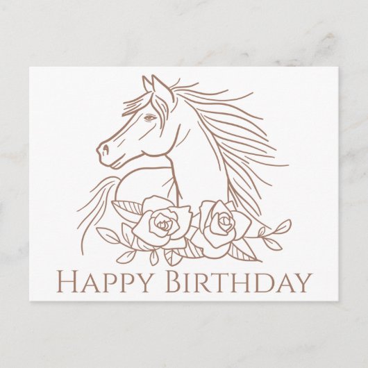 Carte Postale Cheval Joyeux Anniversaire Pony Chevaux équestres (Devant)