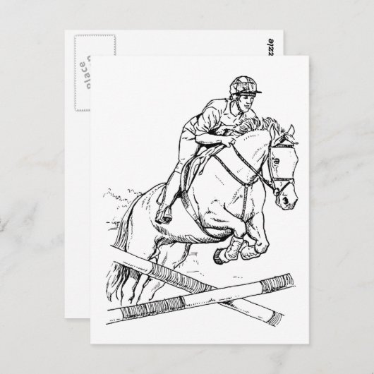 Carte Postale Cheval Jumping (Devant / Derrière)