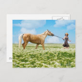 Carte Postale Cheval mené par la fille (Devant / Derrière)