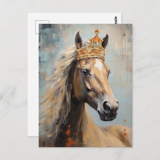 Carte Postale Cheval mignon dans une couronne (Devant / Derrière)