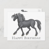 Carte Postale Cheval mignon Joyeux Anniversaire Pony Chevaux équ (Devant / Derrière)