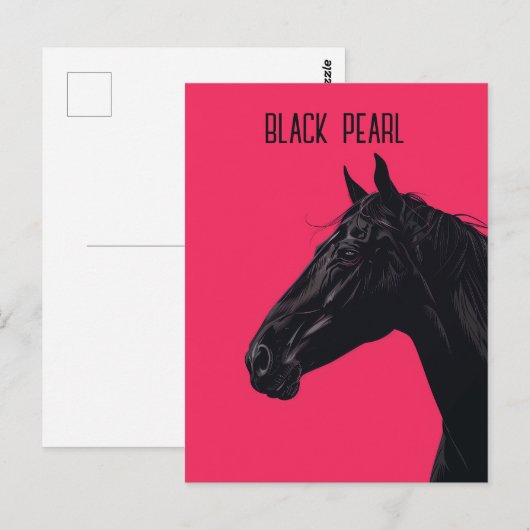 Carte Postale Cheval noir (Devant / Derrière)