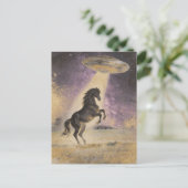 Carte Postale Cheval noir et OVNI (Debout devant)
