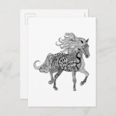 Carte Postale Cheval noir inspiré (Devant / Derrière)