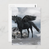 Carte Postale cheval noir Pegasus (Devant / Derrière)