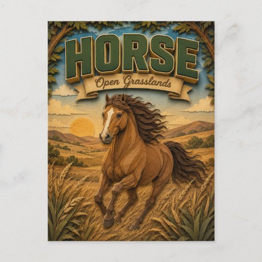 Carte Postale Cheval Open Grasslands POPCUT (Devant)