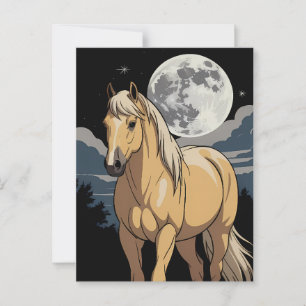 Carte Postale Cheval Palomino Au Lune