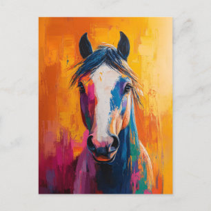 Carte Postale Cheval Pop Art Style peinture numérique