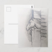 Carte Postale Cheval regardant sur la porte stable (Devant / Derrière)