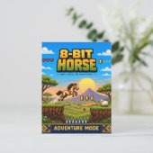 Carte Postale Cheval, Rétro Pixel Art 8 Bits (Debout devant)
