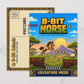 Carte Postale Cheval, Rétro Pixel Art 8 Bits (Devant / Derrière)