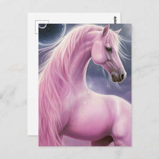 Carte Postale Cheval rose (Devant / Derrière)