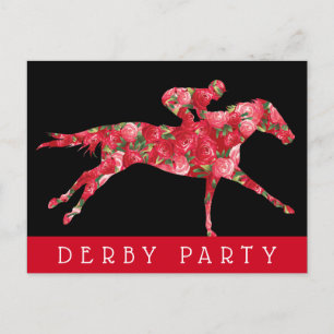 Carte Postale Cheval Rose Derby Race Party Noir