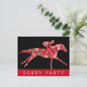 Carte Postale Cheval Rose Derby Race Party Noir (Debout devant)